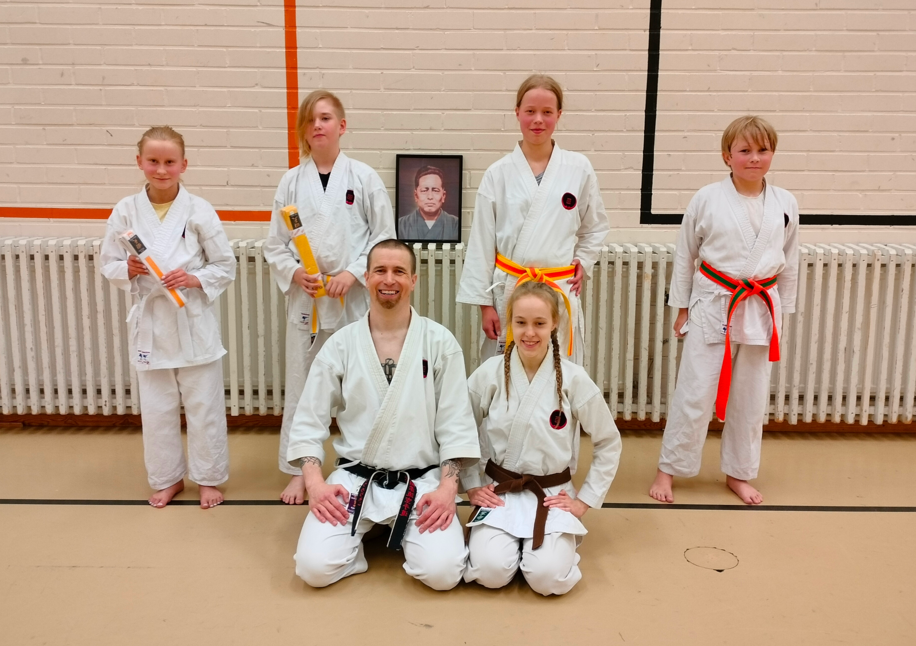 Junior group with 2 new kyu grades Summer 2023